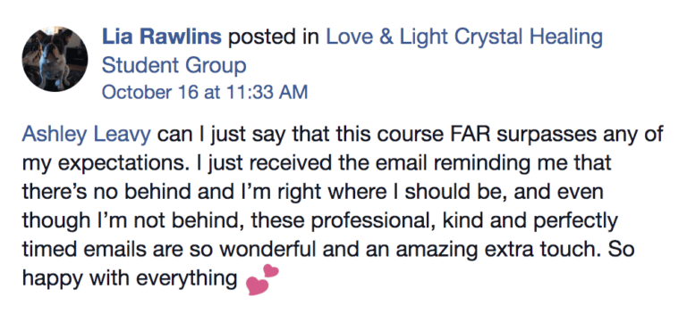 Lia Rawlins CCH Program FB Testimonial