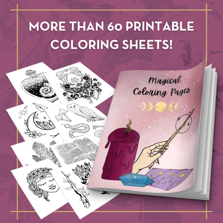 Magical Crystal Coloring Book Pages - Digital Download